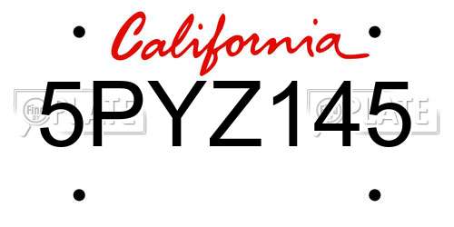 5PYZ145 California License Plate