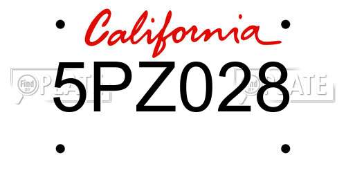 5PZ028 California License Plate