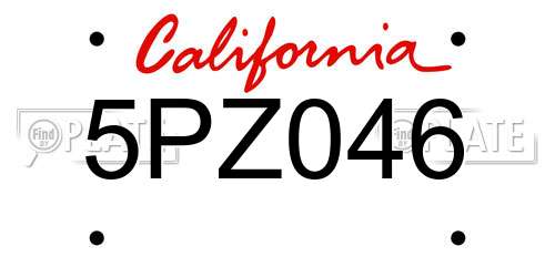 5PZ046 California License Plate