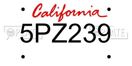 5PZ239 California License Plate