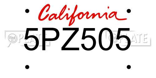5PZ505 California License Plate