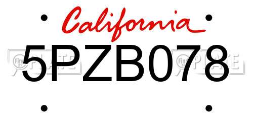 5PZB078 California License Plate