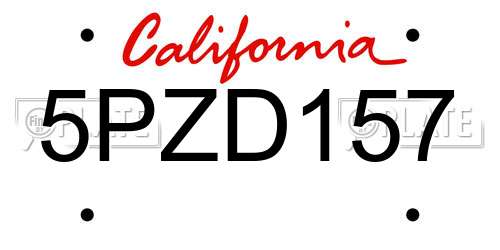 5PZD157 California License Plate