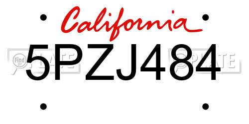 5PZJ484 California License Plate