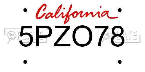 5PZO78 California License Plate