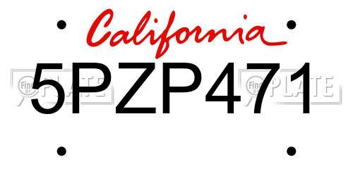 5PZP471 California License Plate