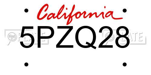 5PZQ28 California License Plate