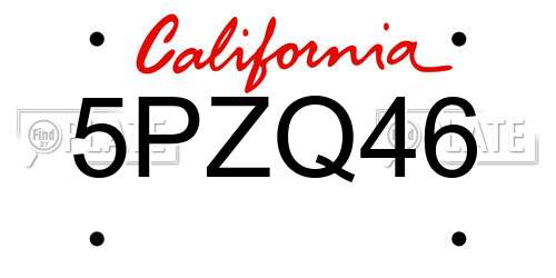 5PZQ46 California License Plate