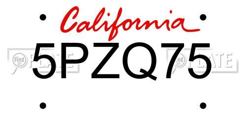 5PZQ75 California License Plate