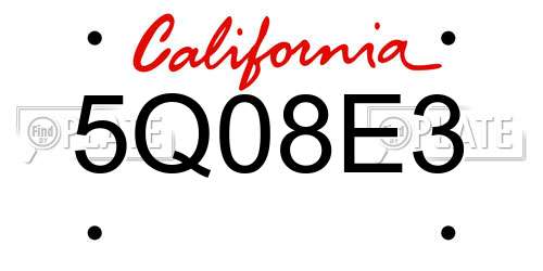 5Q08E3 California License Plate