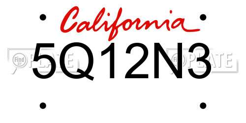 5Q12N3 California License Plate