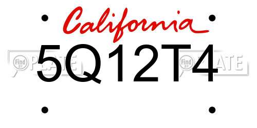 5Q12T4 California License Plate