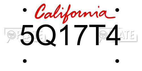 5Q17T4 California License Plate