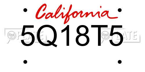5Q18T5 California License Plate