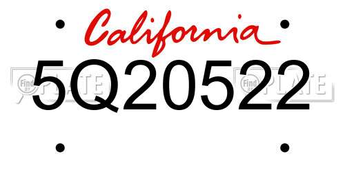 5Q20522 California License Plate
