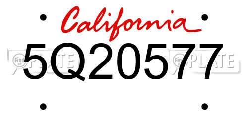 5Q20577 California License Plate