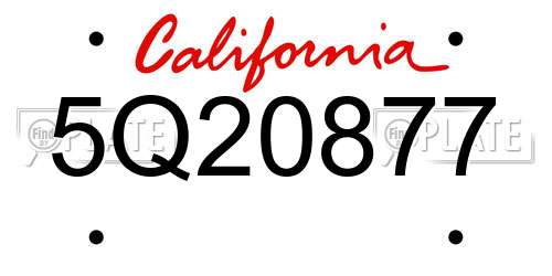5Q20877 California License Plate
