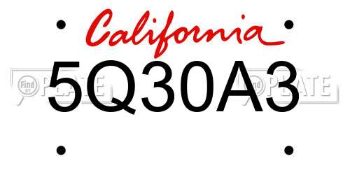 5Q30A3 California License Plate