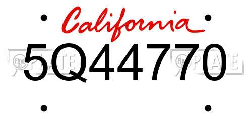 5Q44770 California License Plate