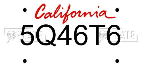 5Q46T6 California License Plate
