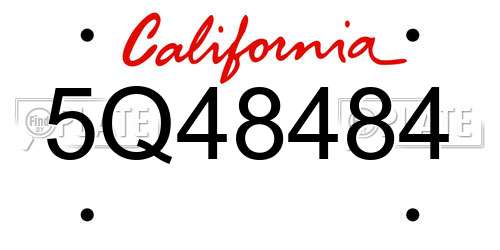 5Q48484 California License Plate
