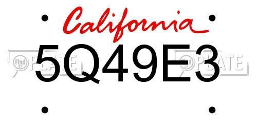 5Q49E3 California License Plate