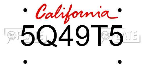 5Q49T5 California License Plate
