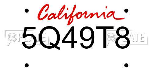 5Q49T8 California License Plate