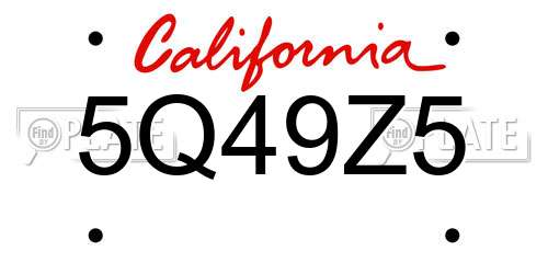 5Q49Z5 California License Plate
