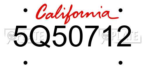 5Q50712 California License Plate