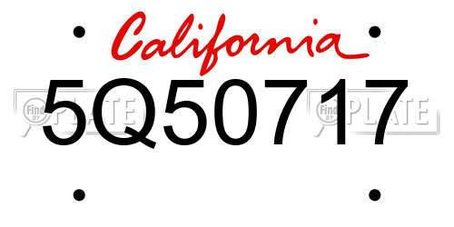 5Q50717 California License Plate