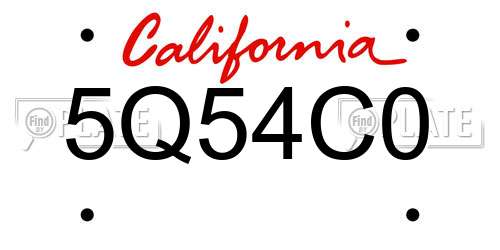 5Q54C0 California License Plate