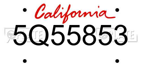 5Q55853 California License Plate