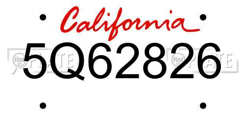 5Q62826 California License Plate