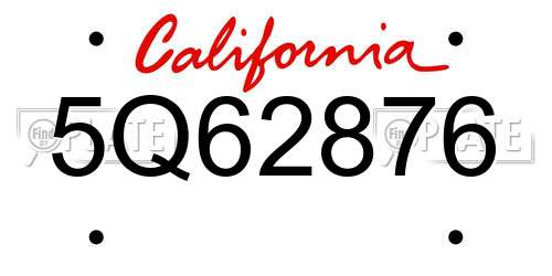 5Q62876 California License Plate