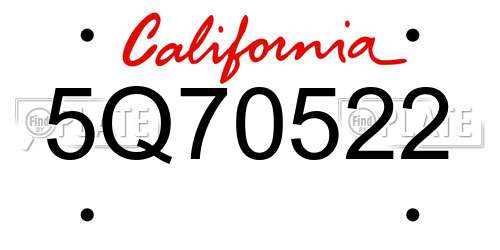 5Q70522 California License Plate