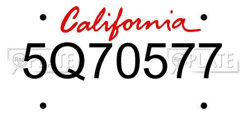 5Q70577 California License Plate