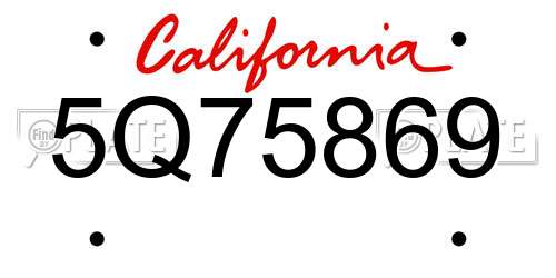 5Q75869 California License Plate