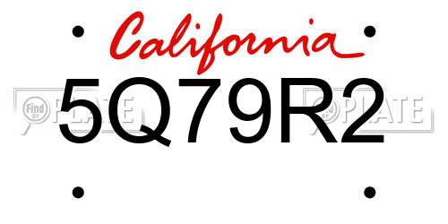 5Q79R2 California License Plate