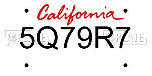 5Q79R7 California License Plate