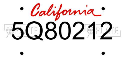 5Q80212 California License Plate
