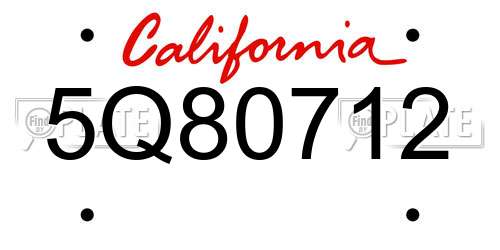 5Q80712 California License Plate