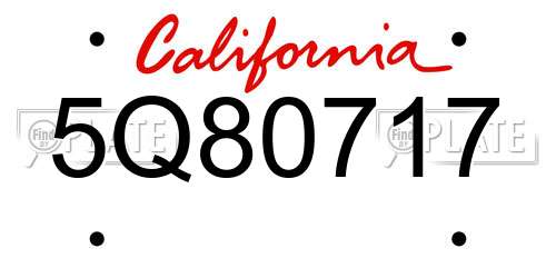 5Q80717 California License Plate