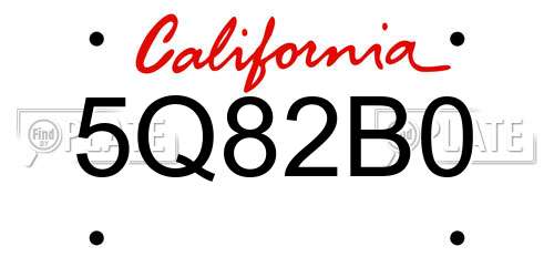 5Q82B0 California License Plate