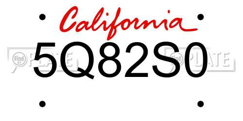 5Q82S0 California License Plate