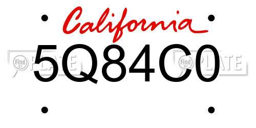 5Q84C0 California License Plate