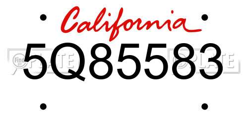 5Q85583 California License Plate