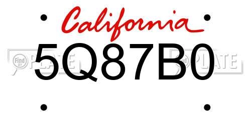 5Q87B0 California License Plate