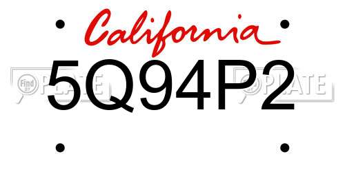 5Q94P2 California License Plate