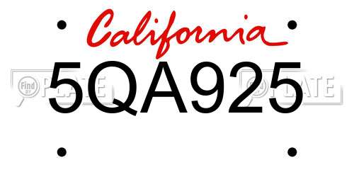 5QA925 California License Plate